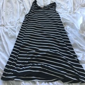 Black white striped tank swing dress